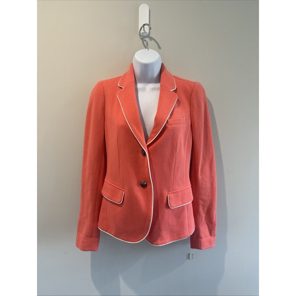 GAP Academy Blazer Women’s Size 0 Coral Cotton White Piping Preppy